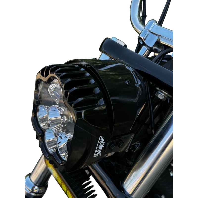 CUSTOM DYNAMICS LED Headlight – Shark Demon* – Pedestal Mount SD2-PM-W