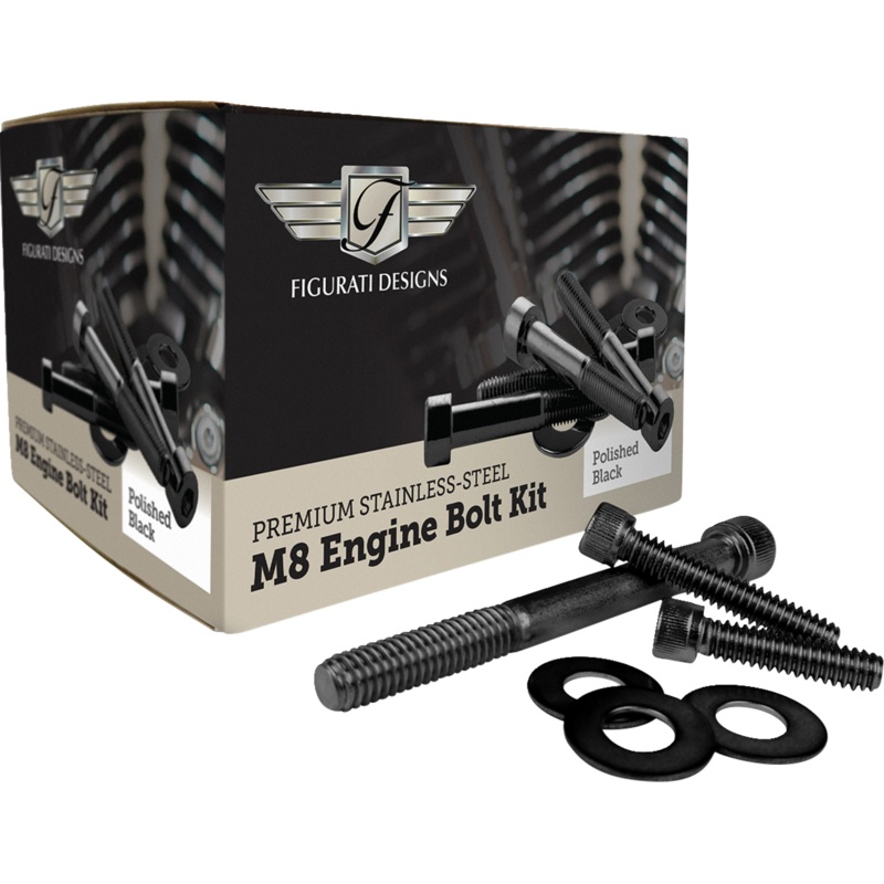 FIGURATI DESIGNS Engine Bolt Kit – Black – M8 FD100-M8 BOLT-BLK