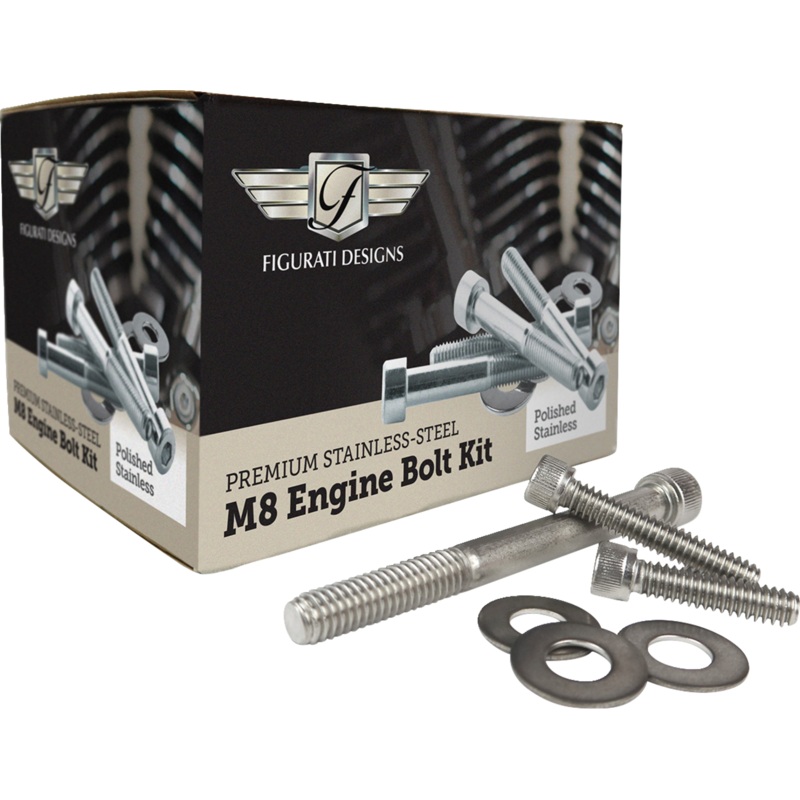 FIGURATI DESIGNS Engine Bolt Kit – Polished – M8 FD100-M8 BOLT-SS