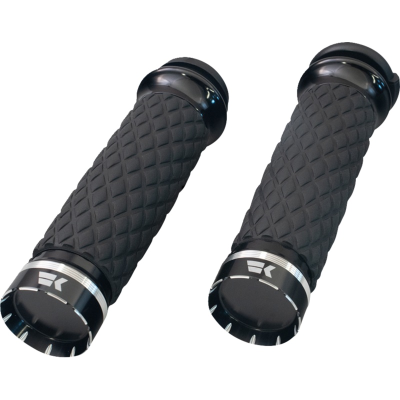 KHROME WERKS Grips – Tracer – Custom Contour – Diamond – Black 500320