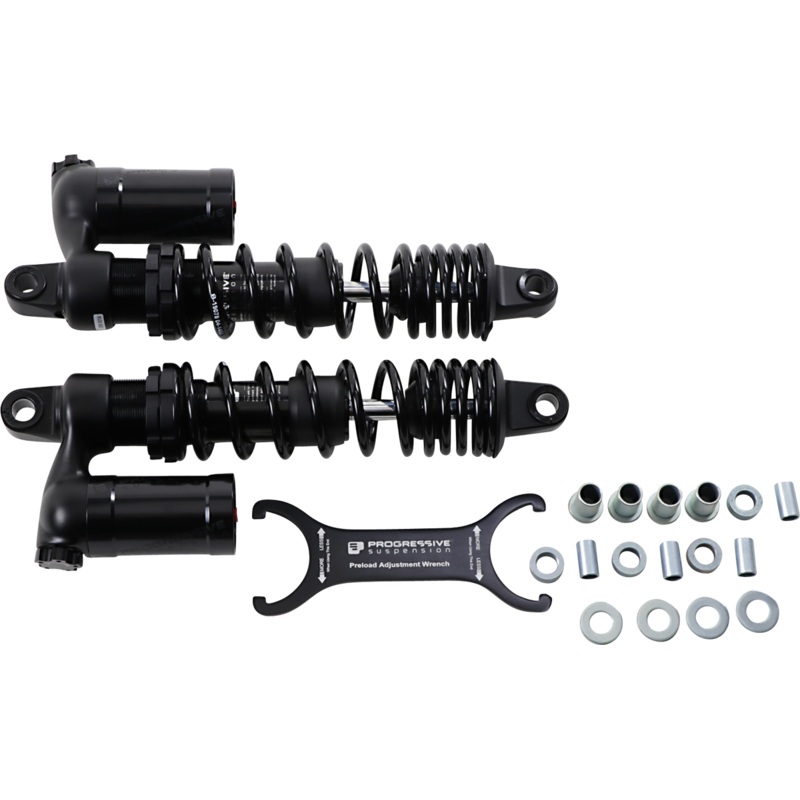PROGRESSIVE SUSPENSION 970 Series Piggyback Shocks – Gloss Black/Matte Black – 13.00 970-1014B
