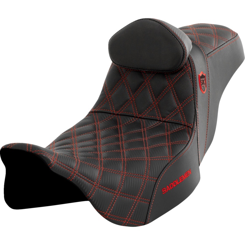 SADDLEMEN Pro Series SDC Performance Seat – with Backrest – Red Stitch – FLH/FLT ’08-’23 SC80807REDRT