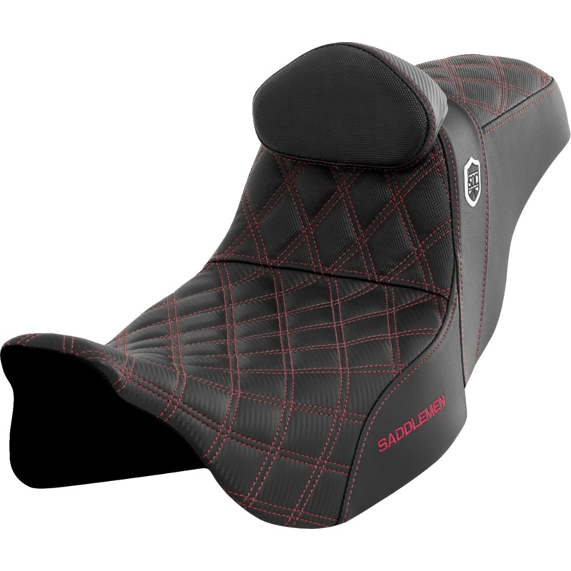 SADDLEMEN Pro Series SDC Performance Seat – with Backrest – Wine Berry Stitch – FLH/FLT ’08-’23 SC80807WINRT