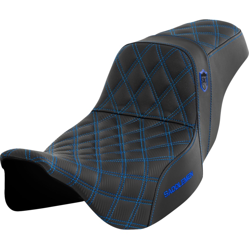 SADDLEMEN Pro Series SDC Performance Seat – without Backrest – Blue Stitch – FLH/FLT ’08-’23 SC80807BLU
