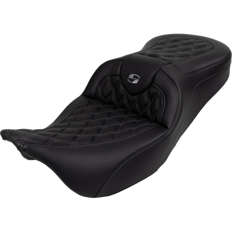 SADDLEMEN Roadsofa* Seat – with Backrest – Dark Gray Stitch – FL ’08-’23 A808-07R-182GRE