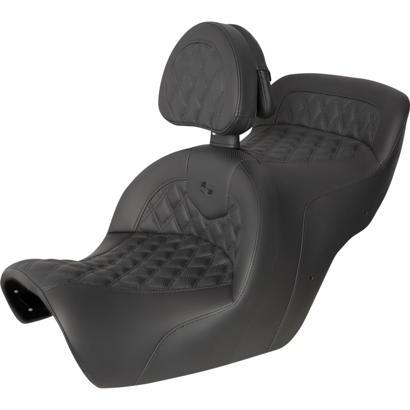 SADDLEMEN Seat – Roadsofa* – With Backrest – Full Lattice Stitch – Black H88-07-182BR