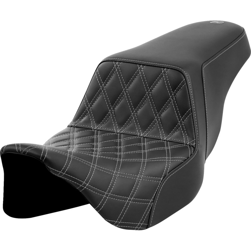 SADDLEMEN Step-Up Seat – Front Lattice Stitch – Dark Gray Stitch – FLH/FLT ’08-’23 A808-07B-172GRE