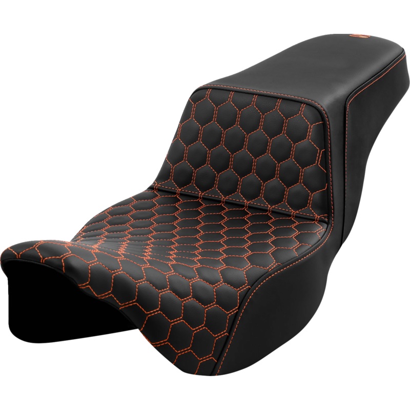SADDLEMEN Step-Up Seat – Honeycomb – Extended Reach – Orange Stitching – FL ’08-’23 A808-07B-178ORA