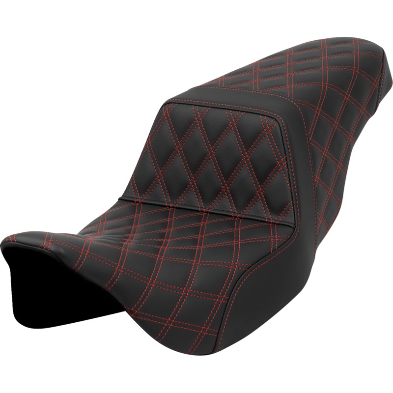 SADDLEMEN Step-Up Seat – Lattice Stitch – Red Stitch – FLH/FLT ’08-’23 A808-07B-175RED