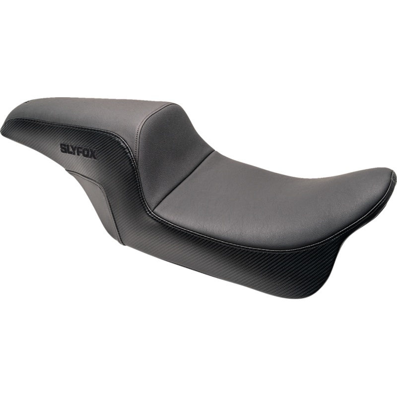 SLYFOX Slyfox Seat – Black Logo – Smooth Vinyl – Carbon Fiber – Dyna ’06-’17 SlyFox4682A
