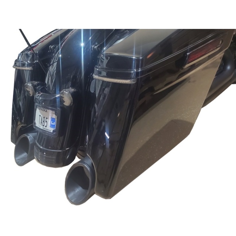 TAB Performance 50 Cal – Slip-On Mufflers – 2017 * UP H-D Touring – Black – Zombie Baffles – Black Slash Cut Tip