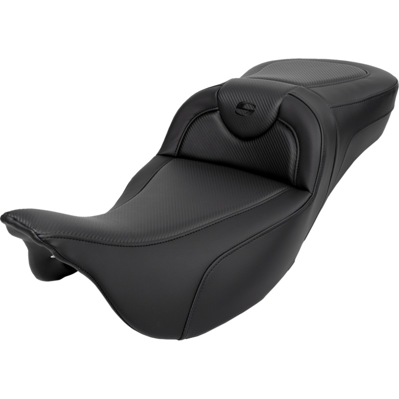 SADDLEMEN Roadsofa* Extended Reach Seat – Carbon Fiber – Black Stitch – without Backrest – FL ’08-’23 A808-07B-186BLK