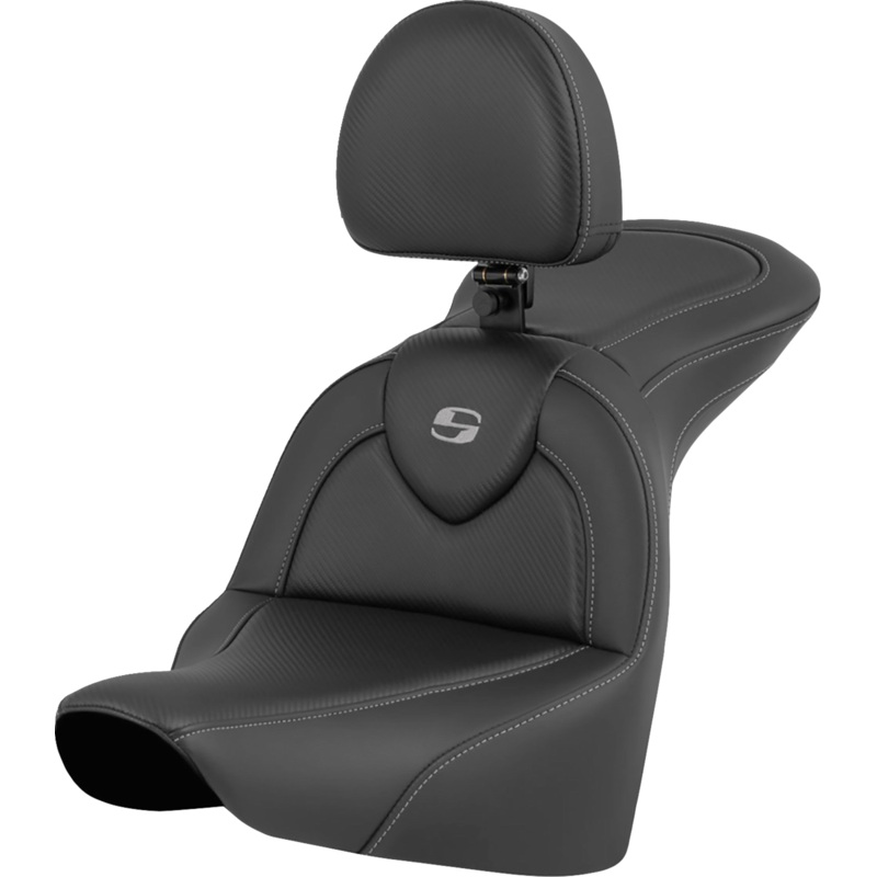 SADDLEMEN RoadSofa* Seat – Carbon Fiber – with Driver Backrest – FLFB/FXBR ’18-’24 818-27-185BR