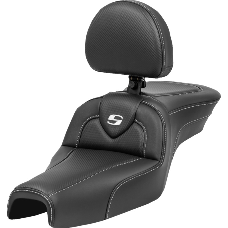 SADDLEMEN Roadsofa* Seat – with Backrest – Carbon Fiber – XL ’04-’22 807-03-185BR