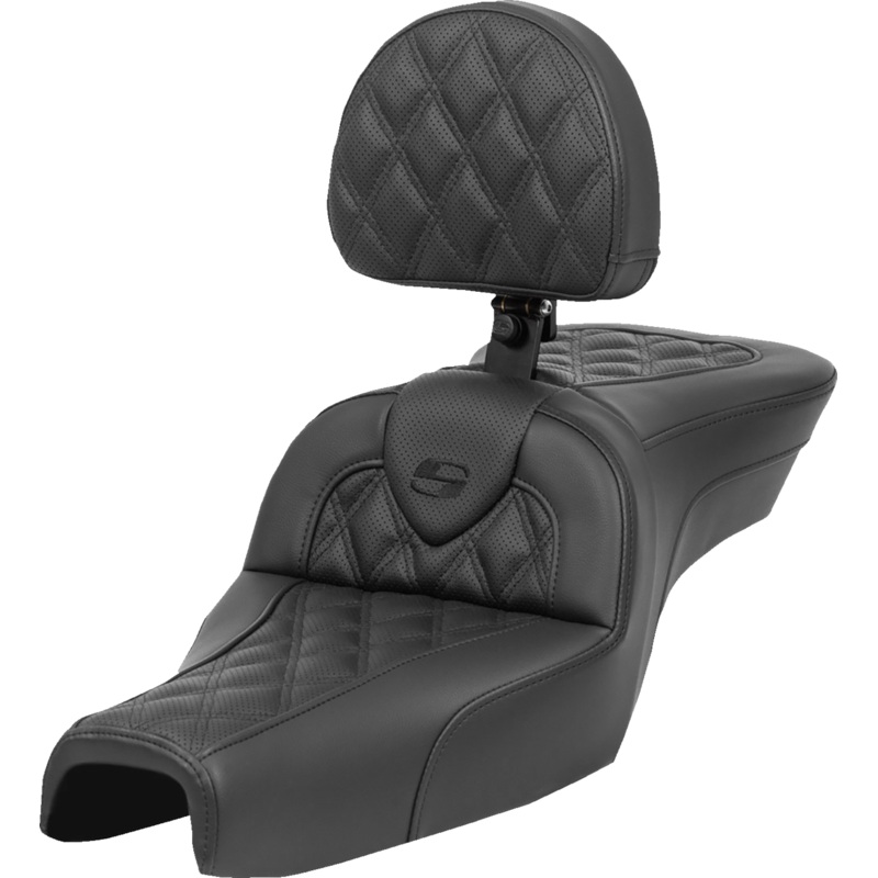 SADDLEMEN Roadsofa* Seat – with Backrest – Lattice Stitch – XL ’04-’22 807-03-182BR