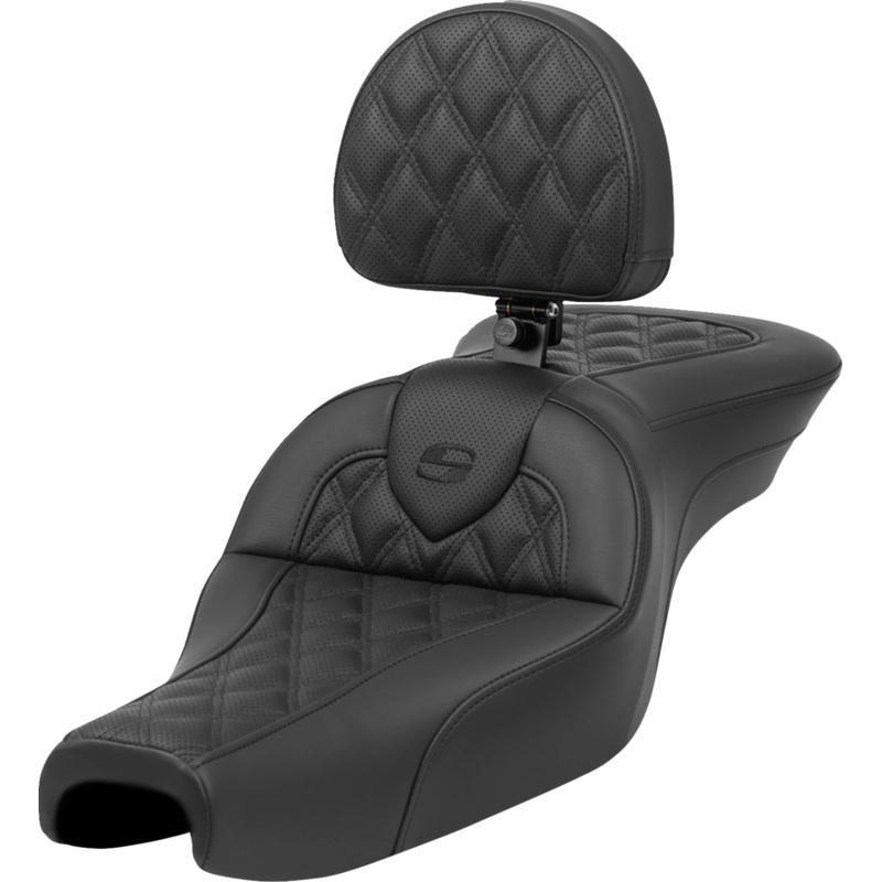 SADDLEMEN Roadsofa* Seat – with Backrest – Lattice Stitch – XL ’04-’22 807-11-182BR