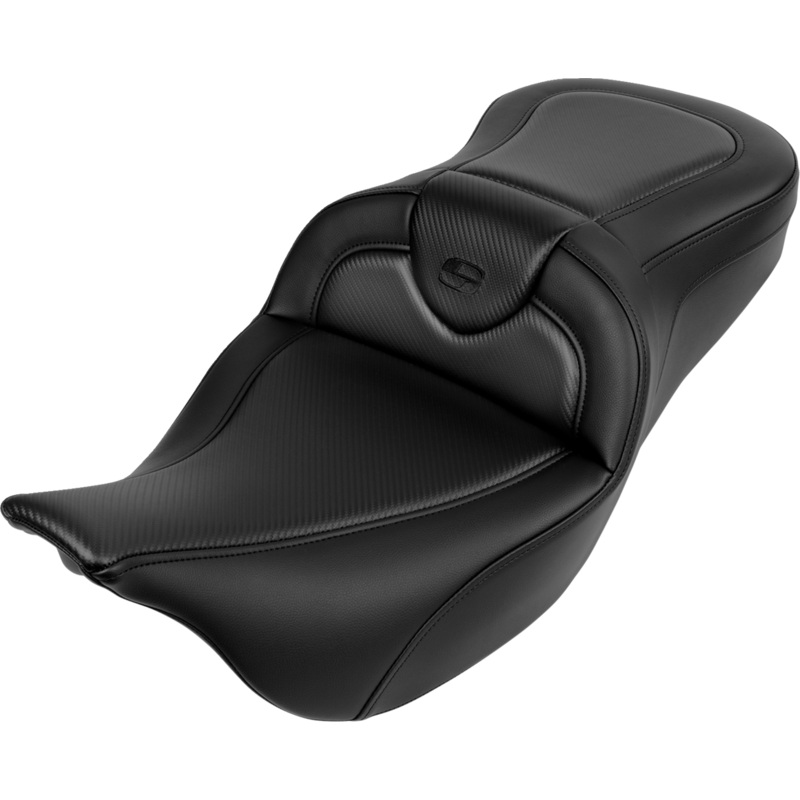 SADDLEMEN Roadsofa* Seat – without Backrest – Carbon Fiber – Black Stitch – ‘FL ’08-’19 A808-07B-185BLK