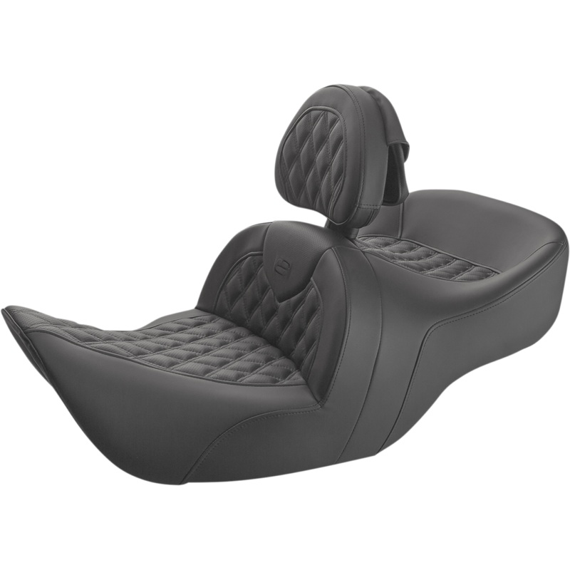 SADDLEMEN Seat – Roadsofa* – With Backrest – Full Lattice Stitch – Black H01-07-182BR