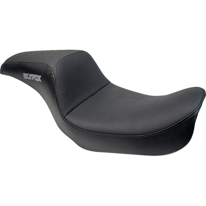 SLYFOX Slyfox Seat – Gray Logo – Black Vinyl w/ Slipstop – Carbon Fiber – Dyna 4883B-slyfox