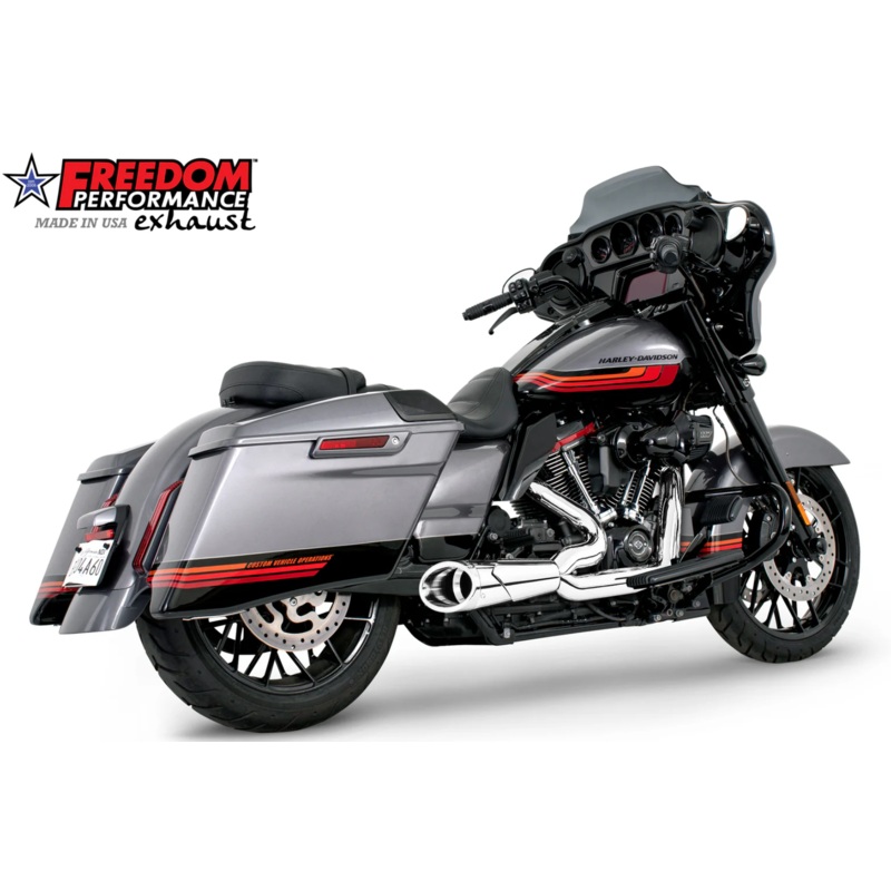 FREEDOM PERFORMANCE HARLEY TOURING 2-INTO-1 SHORTY Chrome – End Cap Combat Chrome