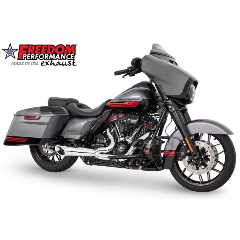 FREEDOM PERFORMANCE HARLEY TOURING 2-INTO-1 TURNOUT/SIDEDUMP FULL SYSTEM – Slash Chrome End Cap