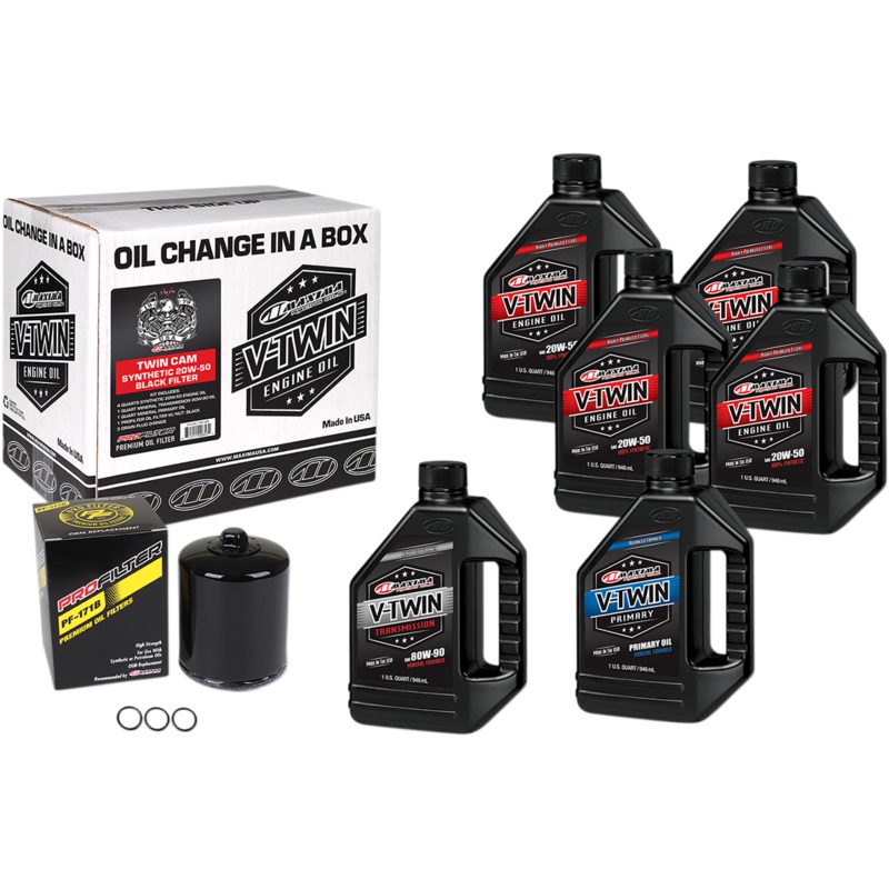 MAXIMA RACING OIL Twin Cam Synthetic 20W-50 Oil Change Kit – Black Filter 90-119016PB