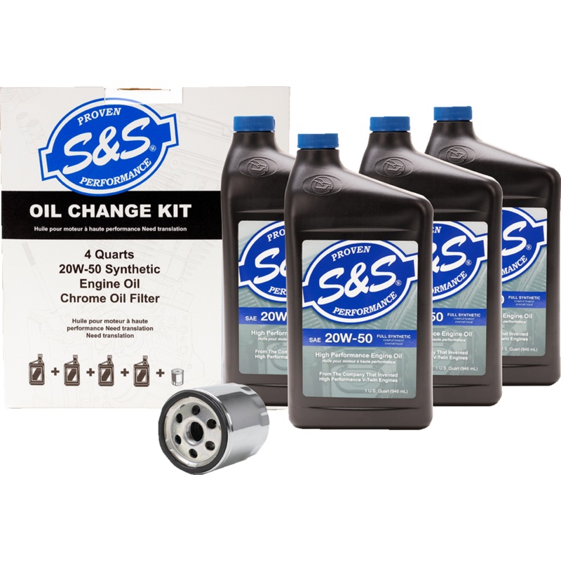 S&S CYCLE Oil Change Kit – Black Filter – ’99-’17 Twin Cam – 4 US quarts 218943