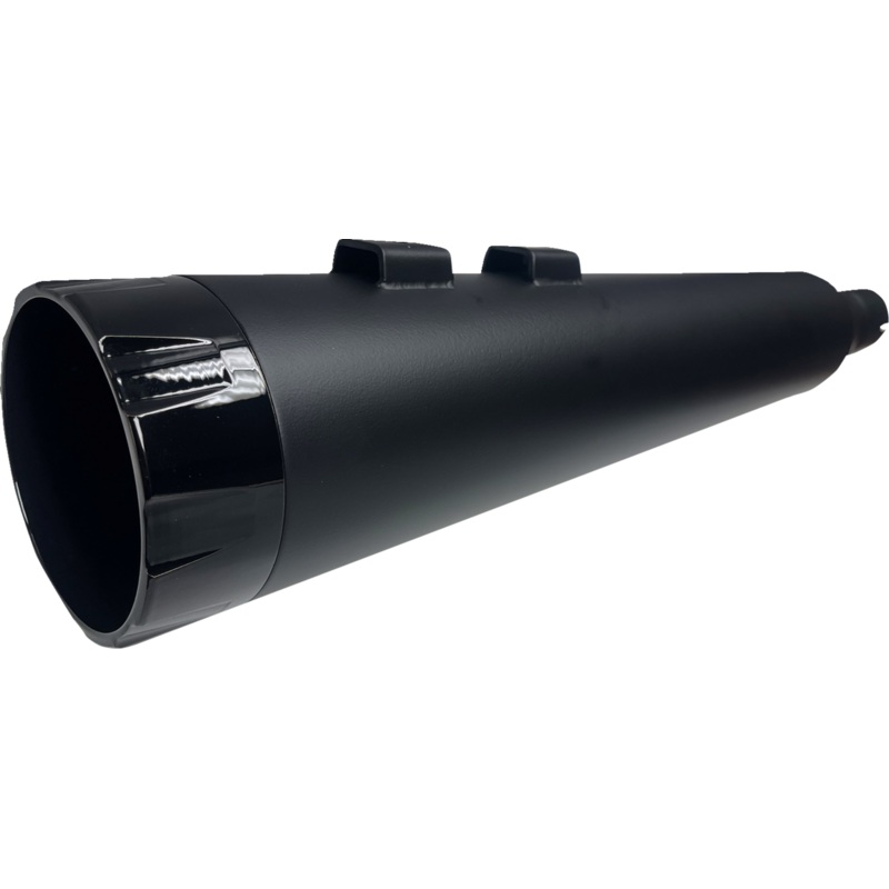 BASSANI XHAUST 4-1/2 Straight Can Slip-On Mufflers – Black with Black End Cap – Twin Cam Touring 1F744B