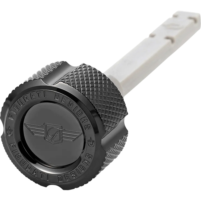 FIGURATI DESIGNS Transmission Oil Dipstick – Magnetic – Knurled – Black – Twin Cam FD01-MAGTD-KN-BLK