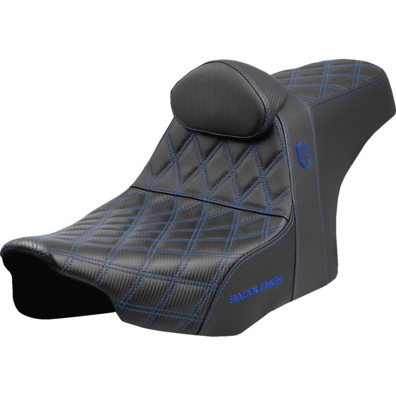 SADDLEMEN Pro Series SDC Performance Seat – Blue Stitching – w/ Backrest – FLT/FLH ’23-’25 SC82307DB1