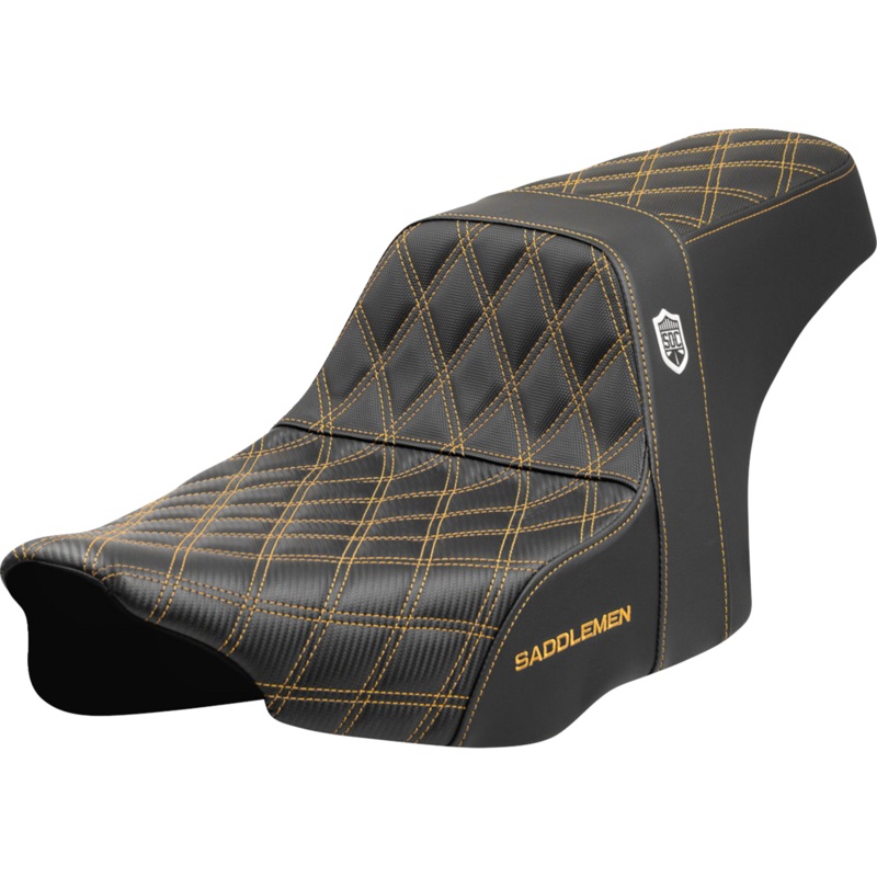 SADDLEMEN Pro Series SDC Performance Seat – Gold Stitching – w/o Backrest – FLT/FLH ’23-’24 SC82307D7