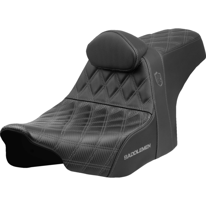 SADDLEMEN Pro Series SDC Performance Seat – Gray Stitching – w/ Backrest – FLT/FLH ’23-’25 SC82307DB2