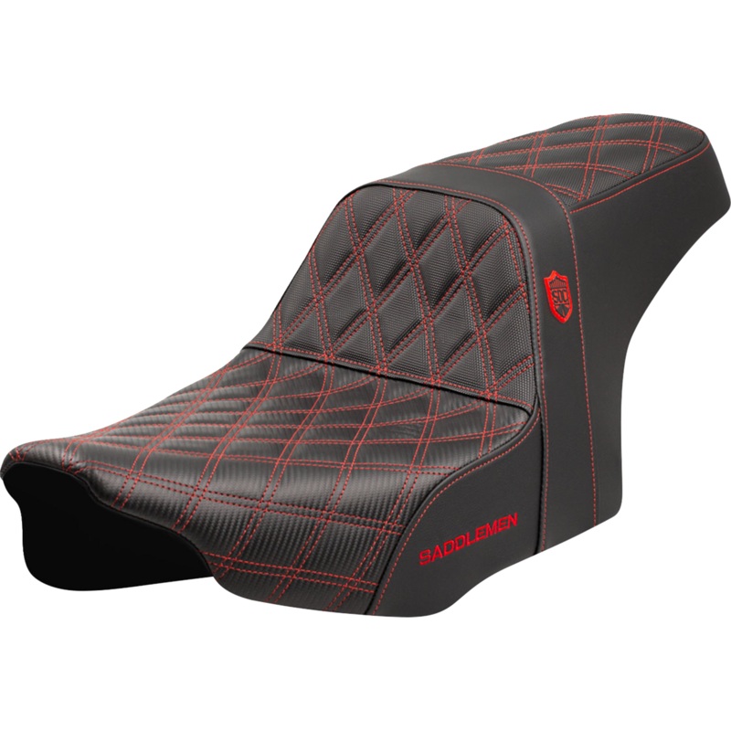 SADDLEMEN Pro Series SDC Performance Seat – Red Stitching – w/o Backrest – FLT/FLH ’23-’24 SC82307D4