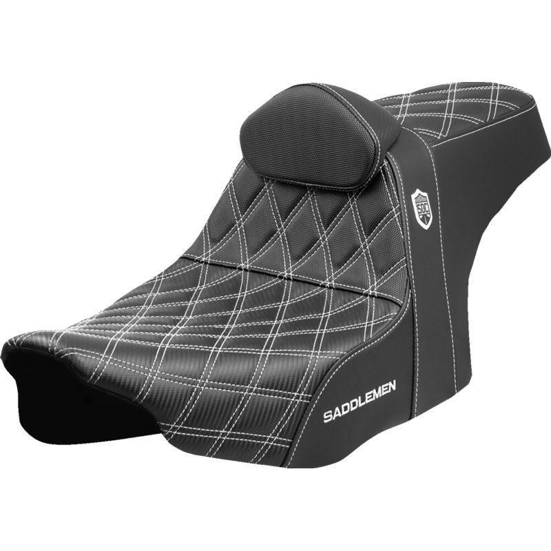 SADDLEMEN Pro Series SDC Performance Seat – White Stitching – w/ Backrest – FLT/FLH ’23-’25 SC82307DB6