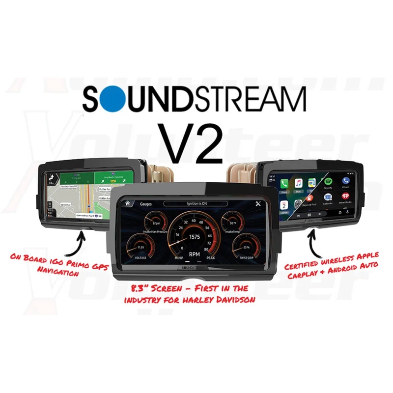SoundStream Reserve V2 8.3 Plug & Play Headunit with Wireless Apple CarPlay and Android Auto For 2014-2023 Harley Davidson Touring Motorcycle with MMR2