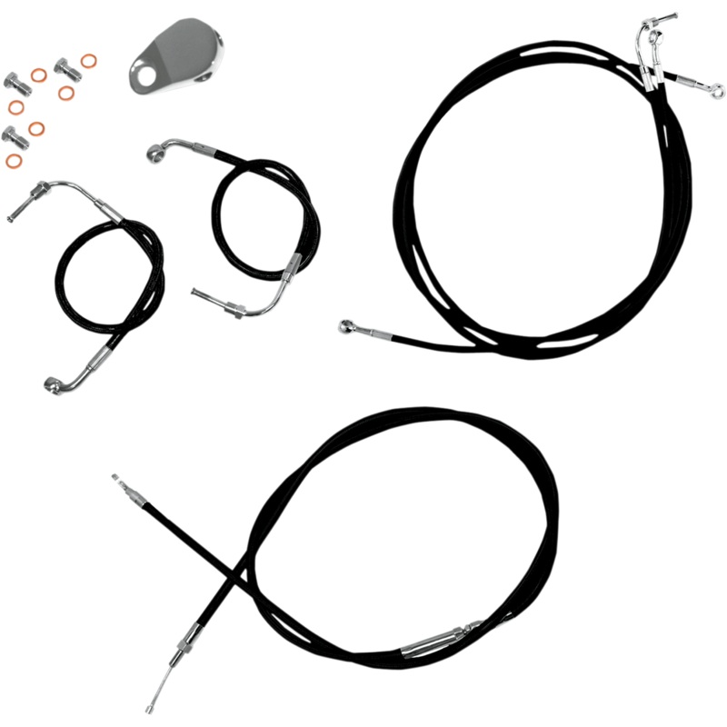 LA CHOPPERS Handlebar Cable/Brake Line Kit – 15 – 17 Ape Hanger Handlebars – Black Vinyl LA-8050KT-16B