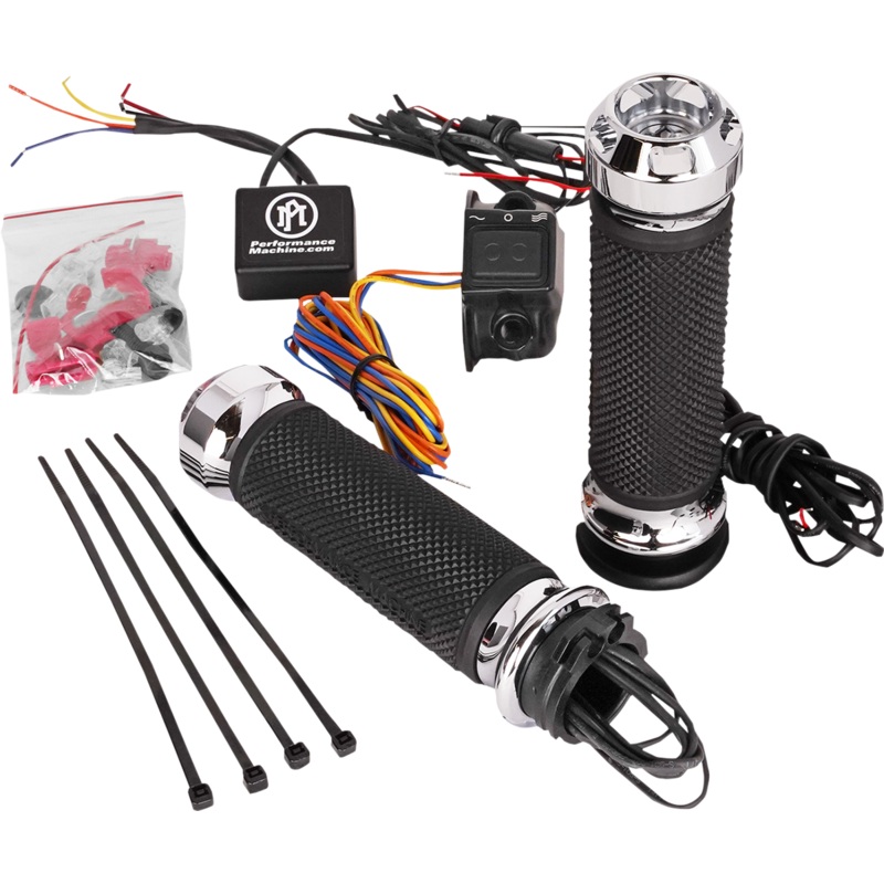 PERFORMANCE MACHINE (PM) Grips – Apex – Heated – Cable – Chrome 0063-2092-CH