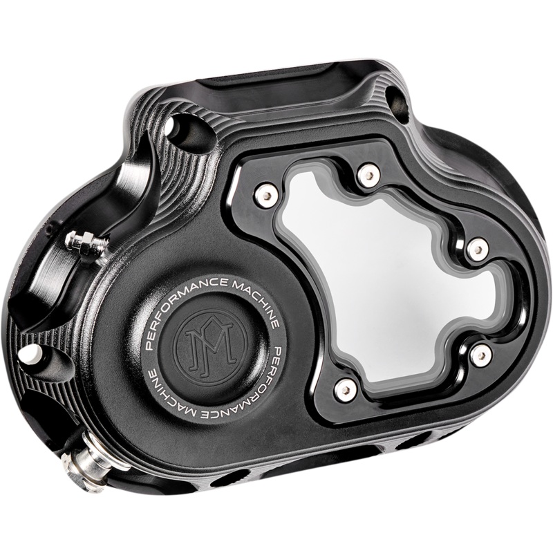 PERFORMANCE MACHINE (PM) Transmission Cover – Black Ops* – Hydraulic – Touring 0177-2080M-SMB