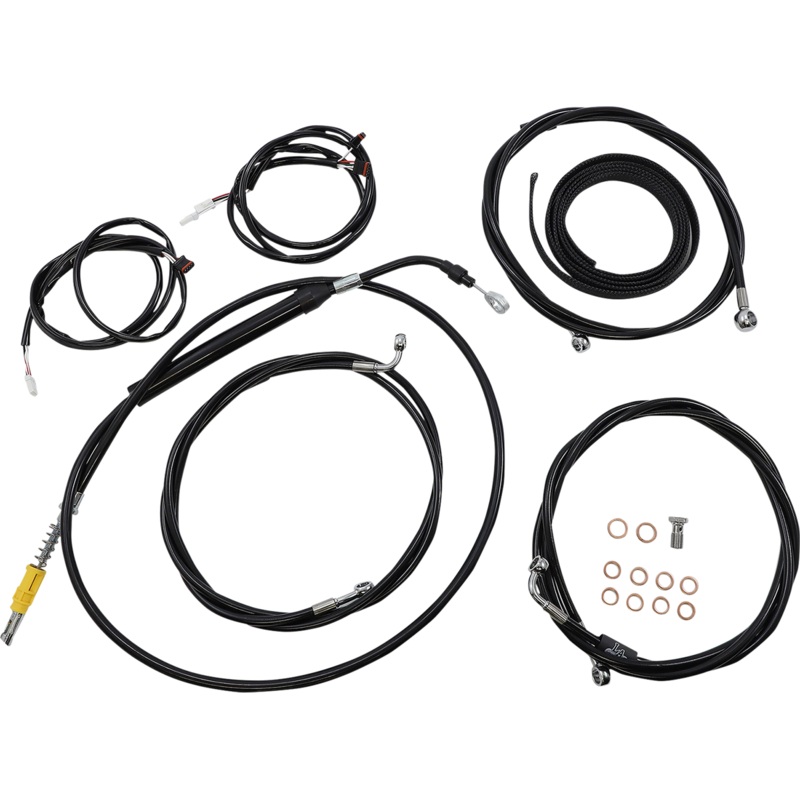 LA CHOPPERS Cable Kit – 18 – 20 Handlebars – ABS – Black LA-8056KT3-19B