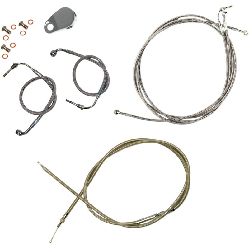 LA CHOPPERS Handlebar Cable/Brake Line Kit – 12 – 14 Ape Hanger Handlebars – Stainless Steel LA-8051KT-13