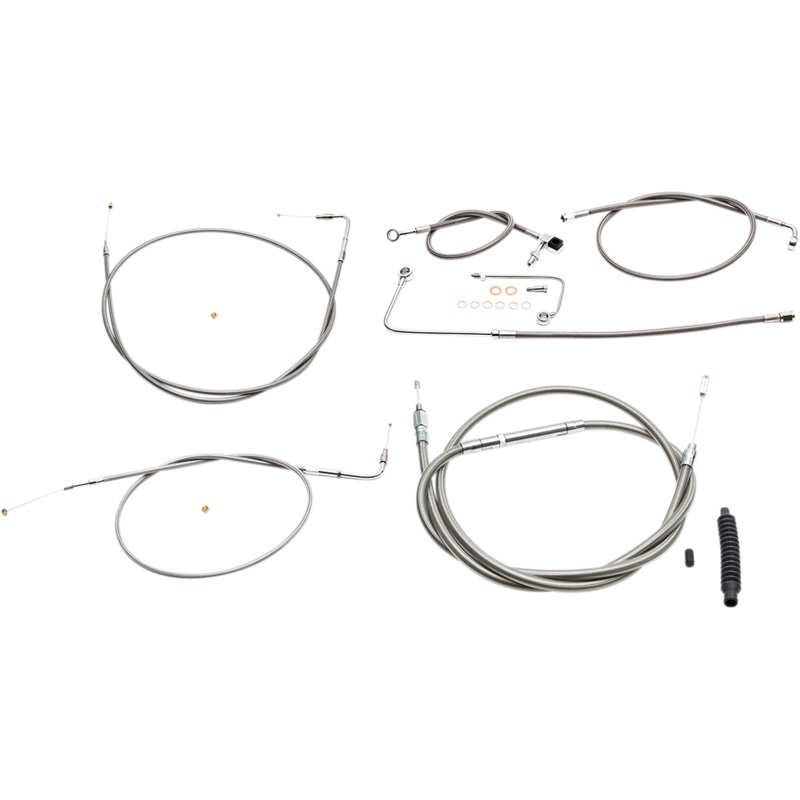 LA CHOPPERS Handlebar Cable/Brake Line Kit – 12 – 14 Ape Hanger Handlebars – Stainless Steel LA-8151KT-13