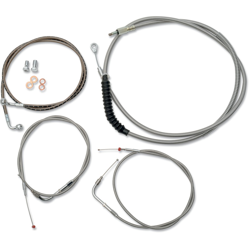LA CHOPPERS Handlebar Cable/Brake Line Kit – 12 – 14 Ape Hanger Handlebars – Stainless Steel LA-8220KT-13