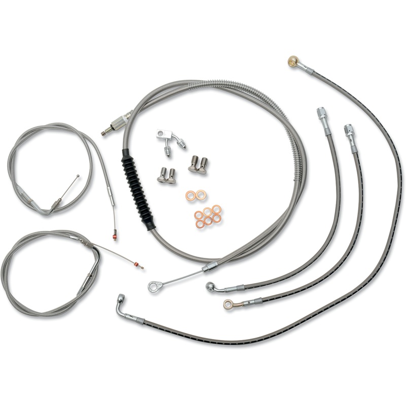 LA CHOPPERS Handlebar Cable/Brake Line Kit – 15 – 17 Ape Hanger Handlebars – Stainless Steel LA-8150KT-16