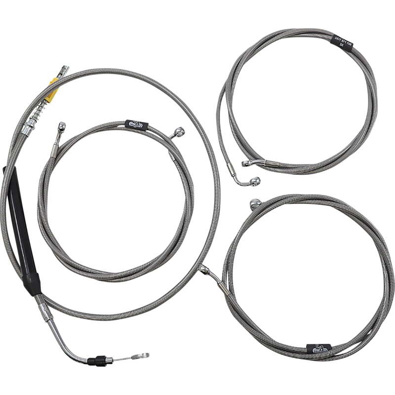 LA CHOPPERS Handlebar Cable/Brake Line Kit – 18 – 20 Ape Hanger Handlebars – Stainless Steel LA-8058KT-19