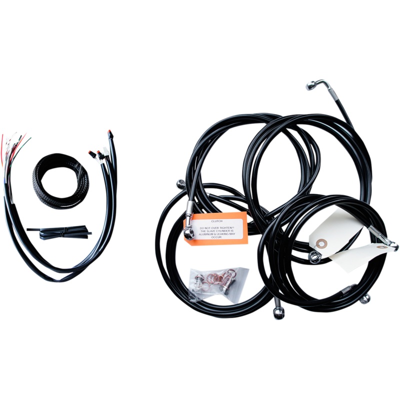 LA CHOPPERS Handlebar Cable/Brake Line Kit – Complete – 12 – 14 Handlebars – Black Vinyl LA-8053KT2-13B