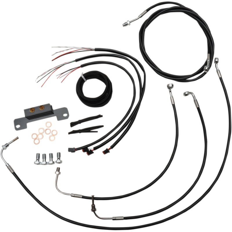 LA CHOPPERS Handlebar Cable/Brake Line Kit – Complete – 12 – 14 Handlebars – Black Vinyl LA-8055KT2-13B