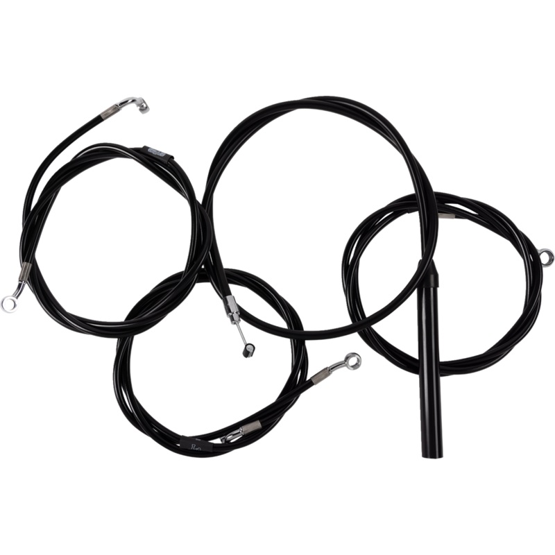 LA CHOPPERS Handlebar Cable/Brake Line Kit – Complete – 12 – 14 Handlebars – Black Vinyl LA-8059KT2-13B