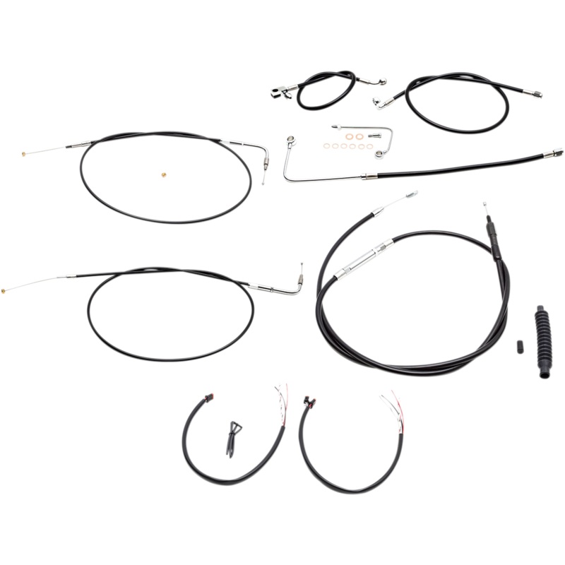 LA CHOPPERS Handlebar Cable/Brake Line Kit – Complete – 12 – 14 Handlebars – Black Vinyl LA-8151KT2A-13B