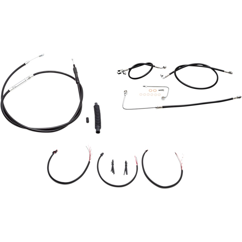 LA CHOPPERS Handlebar Cable/Brake Line Kit – Complete – 12 – 14 Handlebars – Black Vinyl LA-8151KT2B-13B