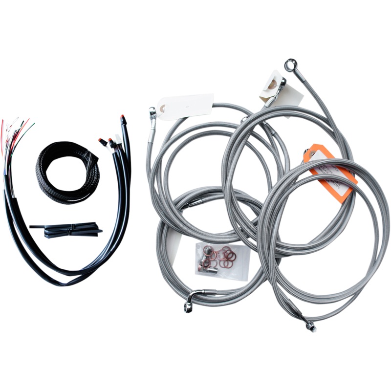 LA CHOPPERS Handlebar Cable/Brake Line Kit – Complete – 12 – 14 Handlebars – Stainless LA-8053KT2-13